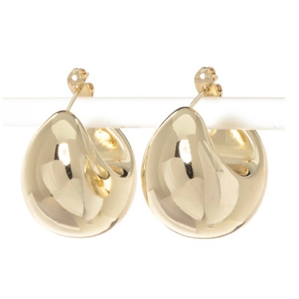 Fortune Cookie Chunky Gold Hoop Earrings | Lightweight Statement Studs
